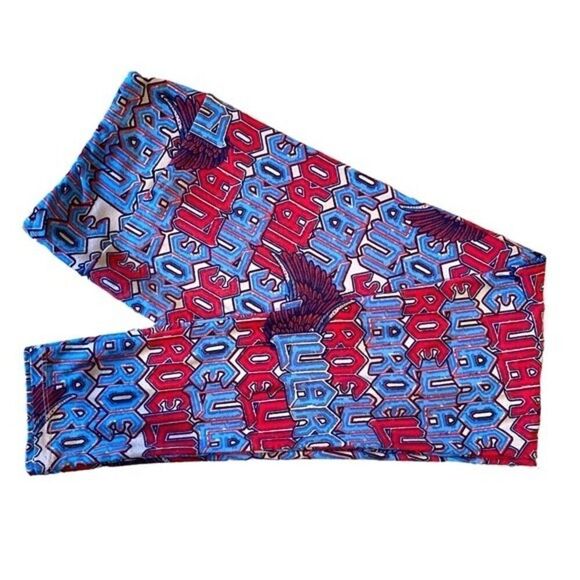 0468 Collectors LuLaRoe Size T & C Leggings Red and Blue Lularoe Logo Pr… - Picture 1 of 4